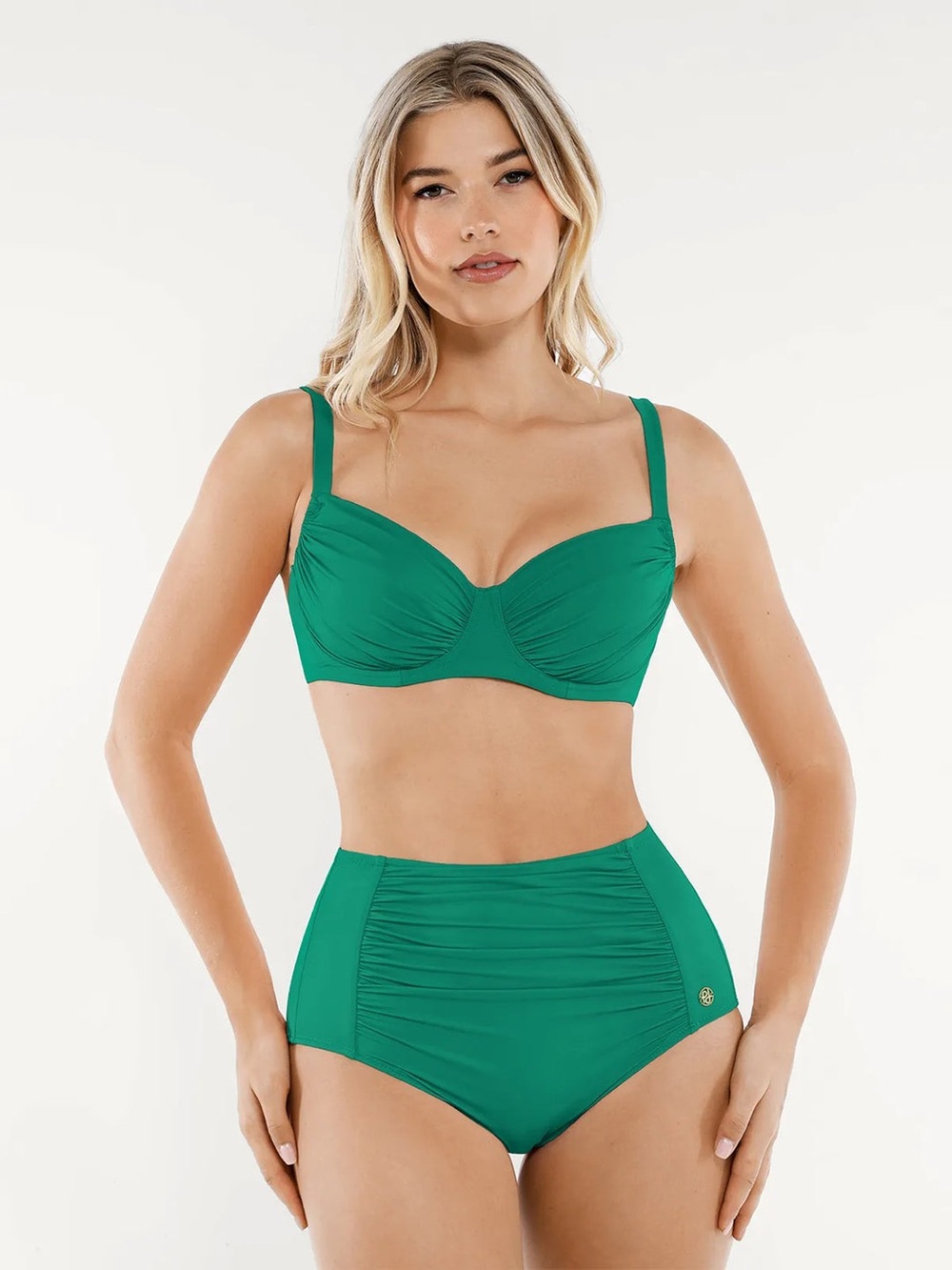 NWT Popilush Shapewear Ruched Tummy Control Bikini Set in Green